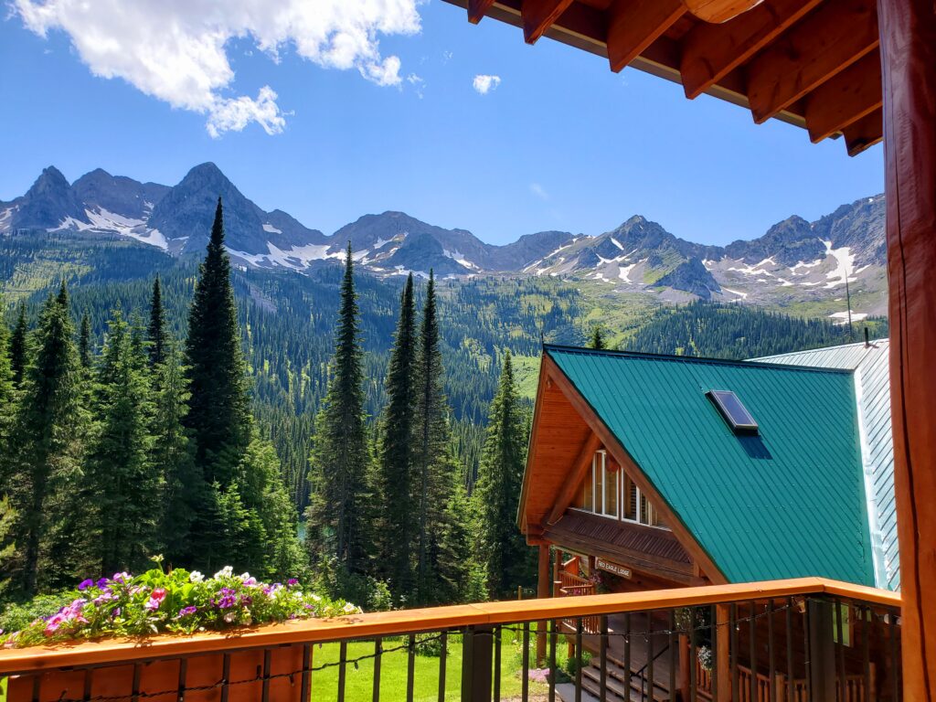 Summer deck view at Island Lake Lodge