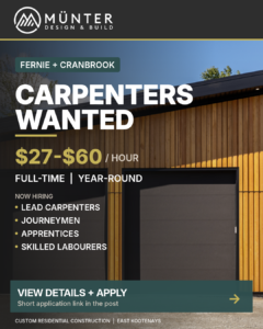 Carpenter jobs Fernie BC - Münter Design & Build hiring